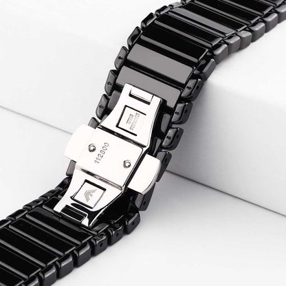 For Apple Watch Ultra 49mm&Watch Ultra 2 49mm / Series 10 46mm / 9&8&7 45mm / SE 3&SE 2&6&SE&5&4 44mm / 3&2&1 42mm Delicate Ceramics Wrist Watch Band(Black) by bashfashion