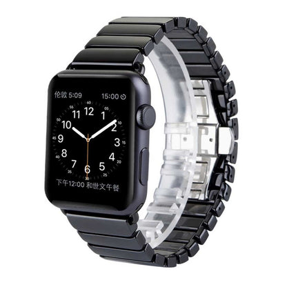 For Apple Watch Ultra 49mm&Watch Ultra 2 49mm / Series 10 46mm / 9&8&7 45mm / SE 3&SE 2&6&SE&5&4 44mm / 3&2&1 42mm Delicate Ceramics Wrist Watch Band(Black) by bashfashion