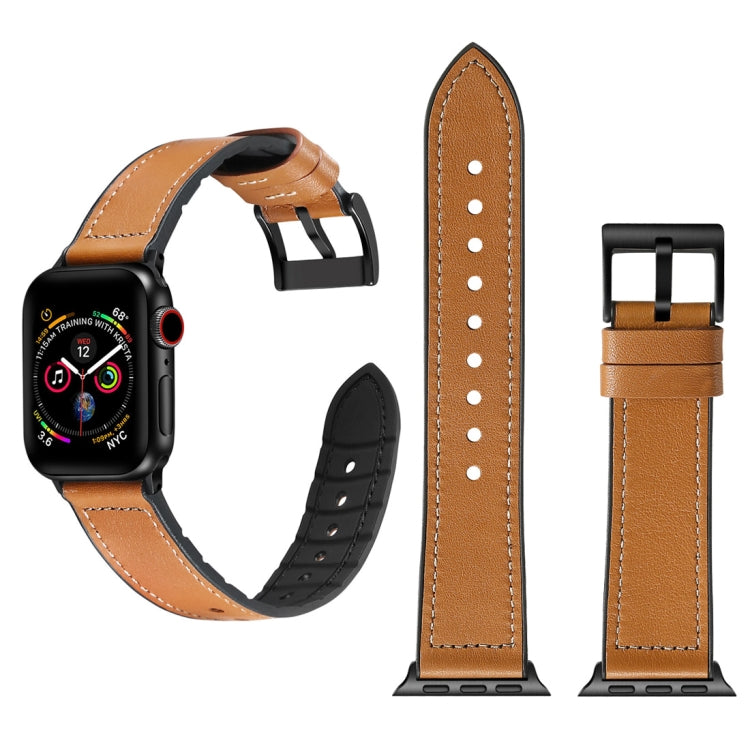 Solid Color TPU + Stainless Steel Watch Band for Apple Watch Series 7 45mm / 6 & SE & 5 & 4 44mm / 3 & 2 & 1 42mm(Brown) by bashfashion