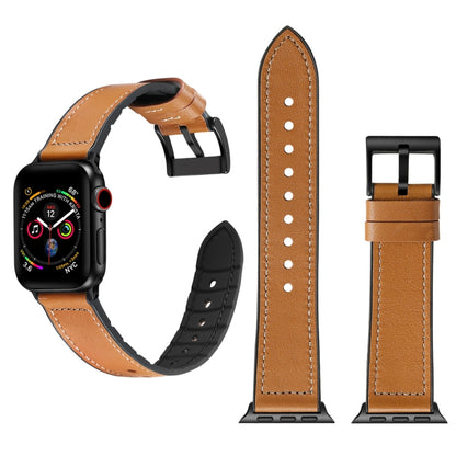 Solid Color TPU + Stainless Steel Watch Band for Apple Watch Series 7 45mm / 6 & SE & 5 & 4 44mm / 3 & 2 & 1 42mm(Brown) by bashfashion