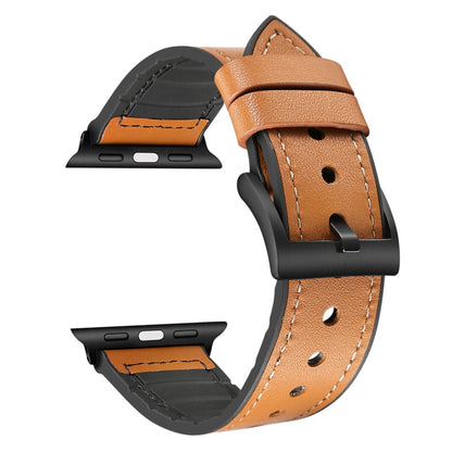 Solid Color TPU + Stainless Steel Watch Band for Apple Watch Series 7 45mm / 6 & SE & 5 & 4 44mm / 3 & 2 & 1 42mm(Brown) by bashfashion