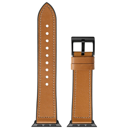 Solid Color TPU + Stainless Steel Watch Band for Apple Watch Series 7 45mm / 6 & SE & 5 & 4 44mm / 3 & 2 & 1 42mm(Brown) by bashfashion
