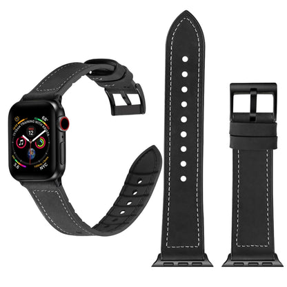 Solid Color TPU + Stainless Steel Watch Band for Apple Watch Series 7 41mm / 6 & SE & 5 & 4 40mm / 3 & 2 & 1 38mm(Black) by bashfashion