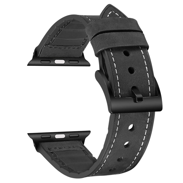 Solid Color TPU + Stainless Steel Watch Band for Apple Watch Series 7 41mm / 6 & SE & 5 & 4 40mm / 3 & 2 & 1 38mm(Black) by bashfashion