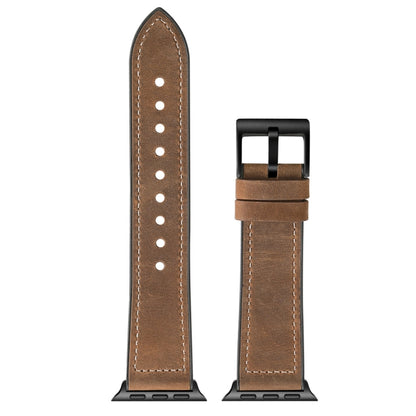 Crazy Horse Texture TPU + Stainless Steel Watch Band for Apple Watch Series 7 41mm / 6 & SE & 5 & 4 40mm / 3 & 2 & 1 38mm(Brown) by bashfashion