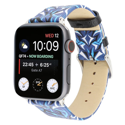 Thorns Printing Genuine Leather Watch Band for Apple Watch Series 10 42mm / 9&8&7 41mm / SE 3&SE 2&6&SE&5&4 40mm / 3&2&1 38mm(Blue) by bashfashion