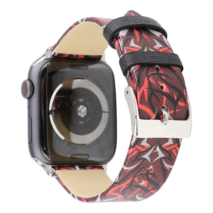 Thorns Printing Genuine Leather Watch Band for Apple Watch Series 7 41mm / 6 & SE & 5 & 4 40mm / 3 & 2 & 1 38mm(Red) by bashfashion