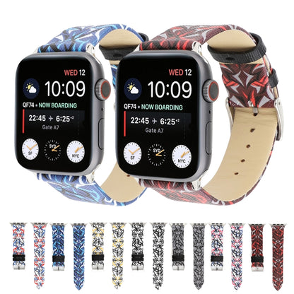 Thorns Printing Genuine Leather Watch Band for Apple Watch Series 7 41mm / 6 & SE & 5 & 4 40mm / 3 & 2 & 1 38mm(Red) by bashfashion