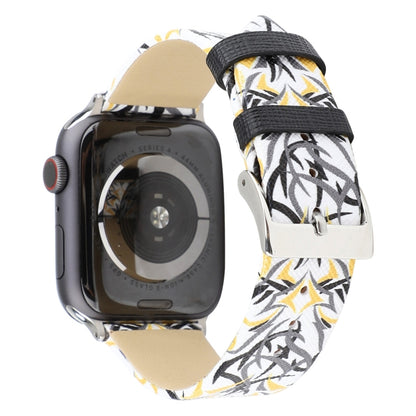 Thorns Printing Genuine Leather Watch Band for Apple Watch Series 7 45mm / 6 & SE & 5 & 4 44mm / 3 & 2 & 1 42mm(Gold) by bashfashion