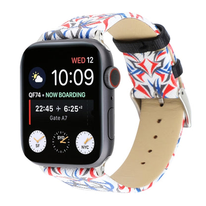 Thorns Printing Genuine Leather Watch Band for Apple Watch Ultra 49mm&Watch Ultra 2 49mm / Series 10 46mm / 9&8&7 45mm / SE 3&SE 2&6&SE&5&4 44mm / 3&2&1 42mm(Blue + Red) by bashfashion