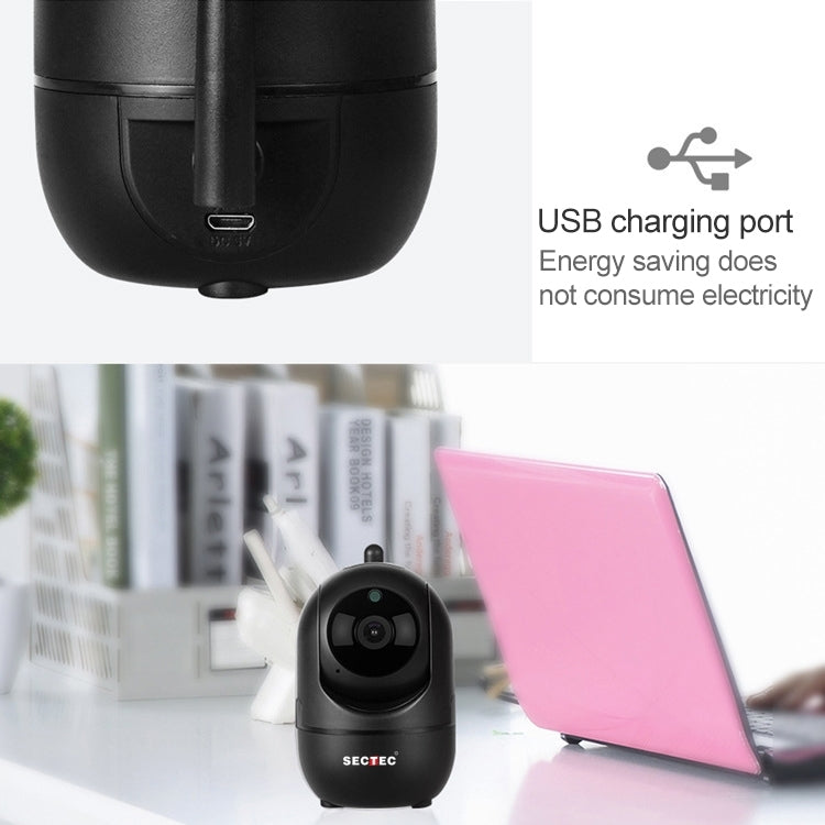 SECTEC IL-HIP291G-2M-AI Black Camera Indoor Home Wireless Wifi Intelligent Automatic Tracking HD Network Surveillance Camera by bashfashion
