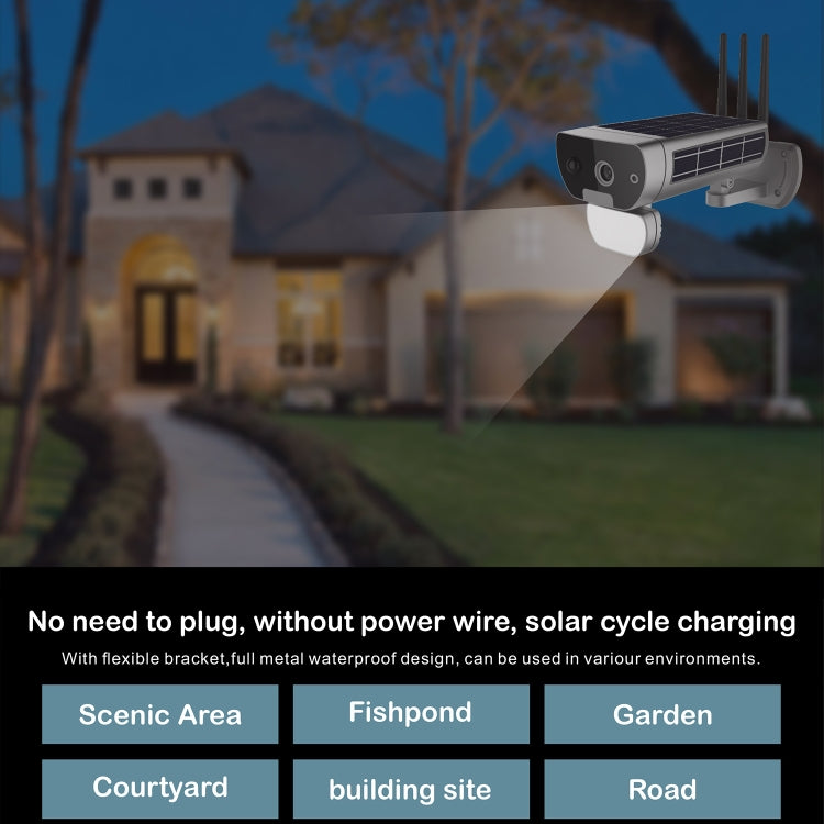 T8 1080P Full HD Solar Battery Ultra Low Power Sound Light Alarm Network Camera, Support Motion Detection, Night Vision, Two Way Audio, TF Card by bashfashion