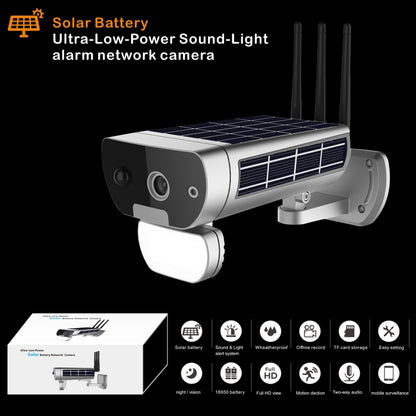 T8 1080P Full HD Solar Battery Ultra Low Power Sound Light Alarm Network Camera, Support Motion Detection, Night Vision, Two Way Audio, TF Card by bashfashion
