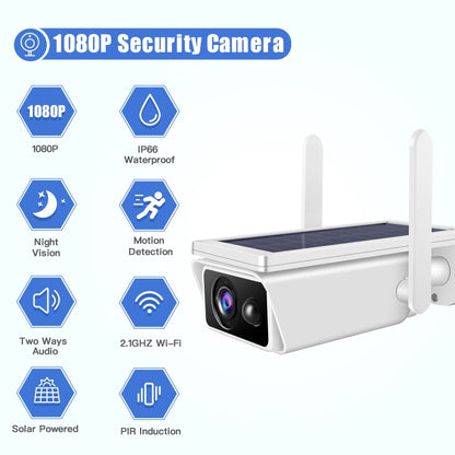 T13-2 1080P HD Solar Powered 2.4GHz WiFi Security Camera without Battery, Support Motion Detection, Night Vision, Two Way Audio, TF Card by bashfashion