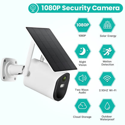 T20 1080P Full HD Solar Powered WiFi Camera, Support Motion Detection, Night Vision, Two Way Audio, TF Card by bashfashion