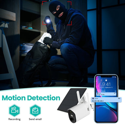 T20 1080P Full HD Solar Powered WiFi Camera, Support Motion Detection, Night Vision, Two Way Audio, TF Card by bashfashion