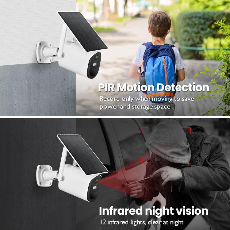 T20 1080P Full HD Solar Powered WiFi Camera, Support Motion Detection, Night Vision, Two Way Audio, TF Card by bashfashion