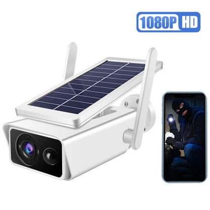 T13-2 1080P HD Solar Powered 2.4GHz WiFi Security Camera with Battery, Support Motion Detection, Night Vision, Two Way Audio, TF Card by bashfashion