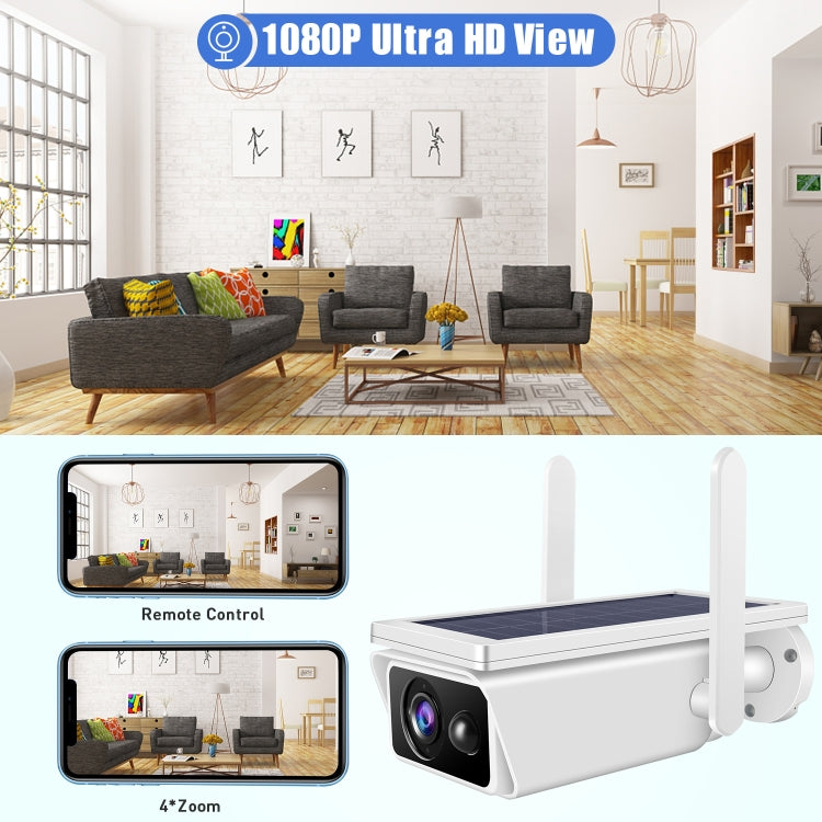 T13-2 1080P HD Solar Powered 2.4GHz WiFi Security Camera with Battery, Support Motion Detection, Night Vision, Two Way Audio, TF Card by bashfashion
