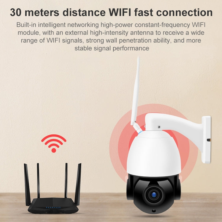 QX5 2.0 Million Pixels 1080P HD 20X Zoom Wireless WiFi Dome Smart Camera, Support Infrared Night Vision / Motion Detection / Voice Intercom / TF Card, US Plug by bashfashion
