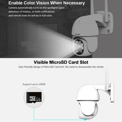 Sricam SP028 1080P HD Outdoor PTZ Camera, Support Two Way Audio / Motion Detection / Humanoid Detection / Color Night Vision / TF Card, EU Plug by Sricam