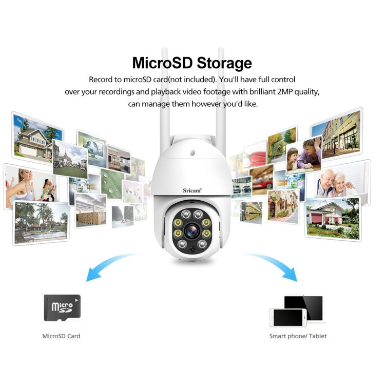 Sricam SP028 1080P HD Outdoor PTZ Camera, Support Two Way Audio / Motion Detection / Humanoid Detection / Color Night Vision / TF Card, AU Plug by Sricam