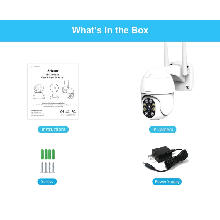 Sricam SP028 1080P HD Outdoor PTZ Camera, Support Two Way Audio / Motion Detection / Humanoid Detection / Color Night Vision / TF Card, UK Plug by Sricam