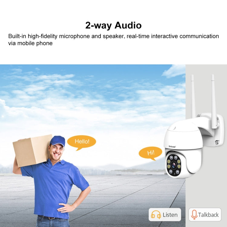 Sricam SP028 1080P HD Outdoor PTZ Camera, Support Two Way Audio / Motion Detection / Humanoid Detection / Color Night Vision / TF Card, US Plug by Sricam