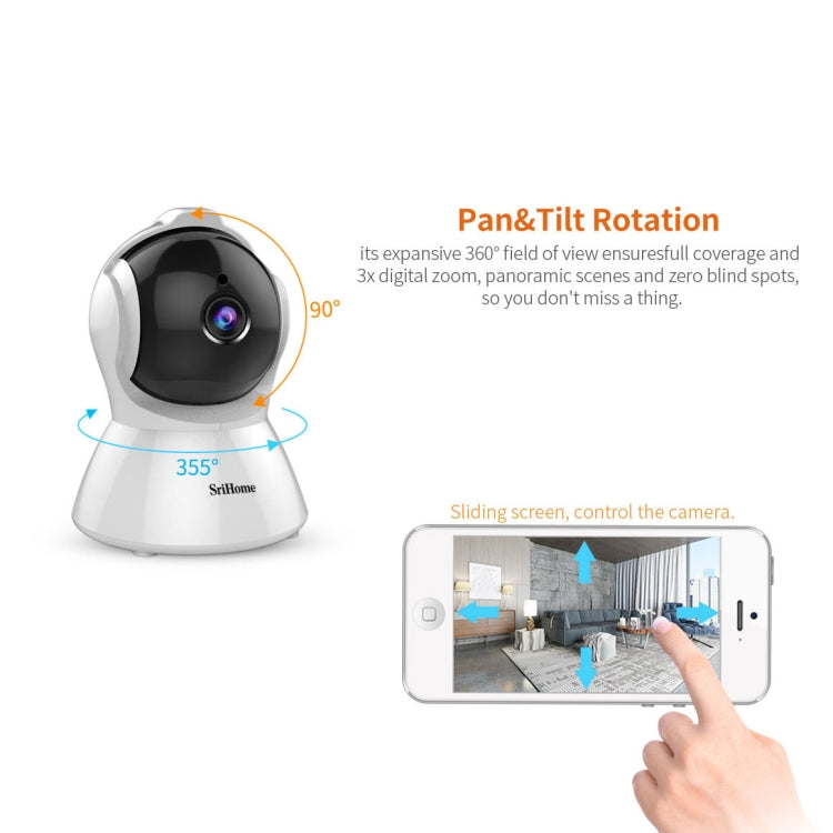 SriHome SH025 2.0 Million Pixels 1080P HD AI Auto-tracking IP Camera, Support Two Way Audio / Motion Tracking / Humanoid Detection / Night Vision / TF Card, AU Plug by SriHome