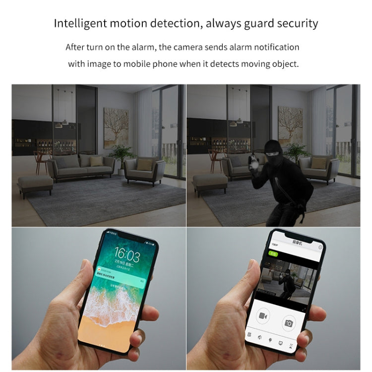 CAMSOY S8 HD 1280 x 720P 140 Degree Wide Angle Wireless WiFi Intelligent Surveillance Camera, Support Photosensitive Automatic Right Vision & Motion Detection & Loop Recording by CAMSOY