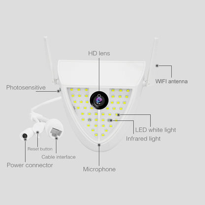 DP16 2.0 Megapixel 42 LEDs Garden Light Smart Camera, Support Motion Detection / Night Vision / Voice Intercom / TF Card, AU Plug by bashfashion