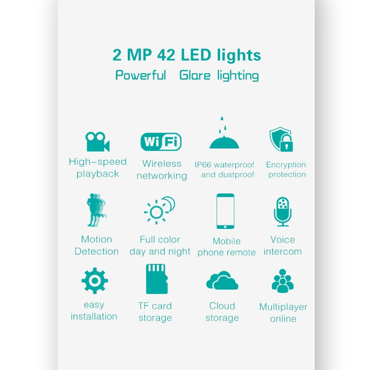 DP16 2.0 Megapixel 42 LEDs Garden Light Smart Camera, Support Motion Detection / Night Vision / Voice Intercom / TF Card, UK Plug by bashfashion