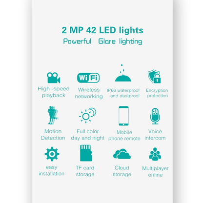 DP16 2.0 Megapixel 42 LEDs Garden Light Smart Camera, Support Motion Detection / Night Vision / Voice Intercom / TF Card, AU Plug by bashfashion
