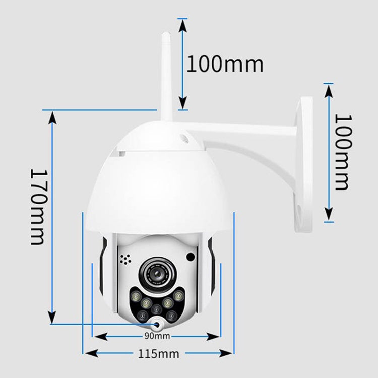 Wireless Surveillance Camera HD PTZ Home Security Outdoor IP66 Waterproof Network Dome Camera, Support Night Vision & Motion Detection & TF Card, US Plug by bashfashion