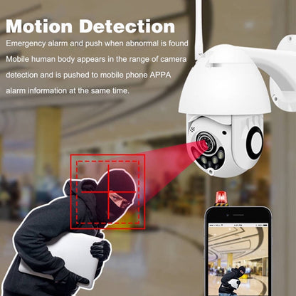 Wireless Surveillance Camera HD PTZ Home Security Outdoor IP66 Waterproof Network Dome Camera, Support Night Vision & Motion Detection & TF Card, AU Plug by bashfashion