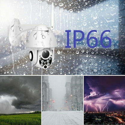 Wireless Surveillance Camera HD PTZ Home Security Outdoor IP66 Waterproof Network Dome Camera, Support Night Vision & Motion Detection & TF Card, AU Plug by bashfashion