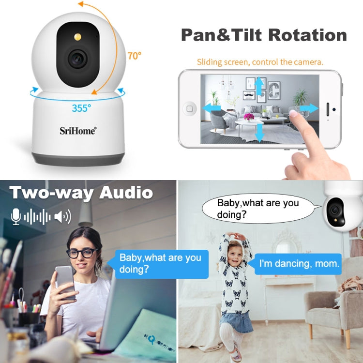 SirHome SH038 5MP QHD 5G WiFi IP Camera, Support Night Color & Motion Detection & Two Way Talk & Human Detection & TF Card, AU Plug by SriHome