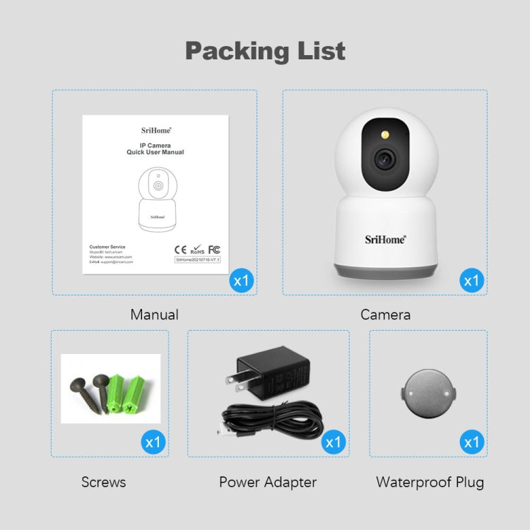 SirHome SH038 5MP QHD 5G WiFi IP Camera, Support Night Color & Motion Detection & Two Way Talk & Human Detection & TF Card, AU Plug by SriHome