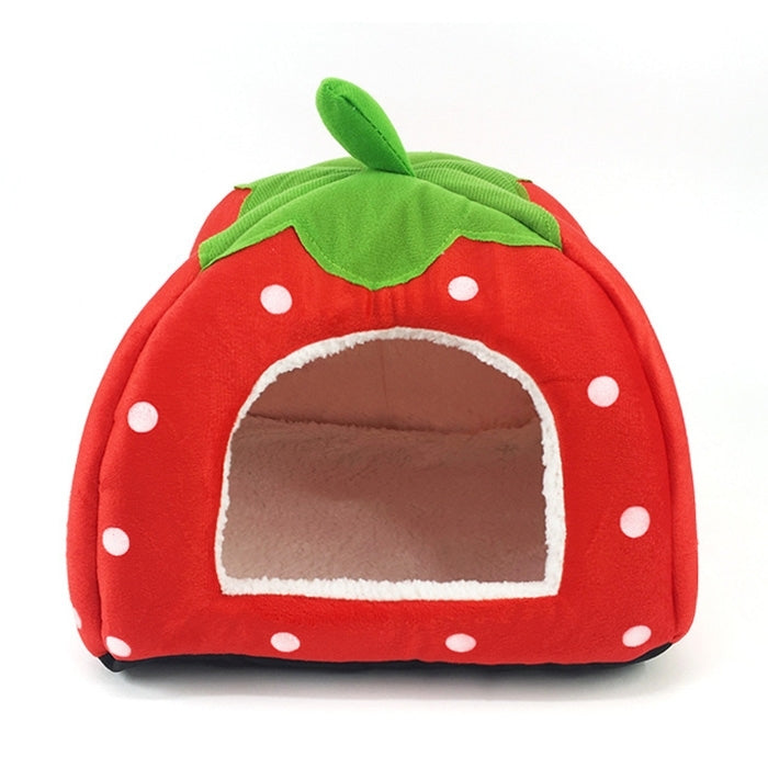 Strawberry Shaped Foldable Short Plush Pet House Nest, Size: L(Red) by bashfashion