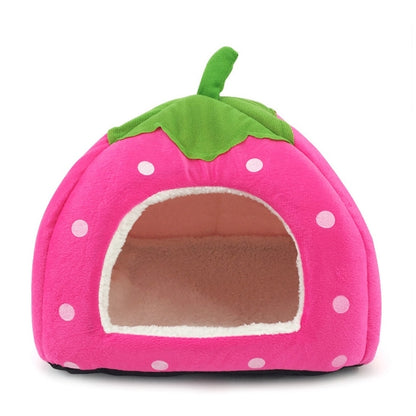 Strawberry Shaped Foldable Short Plush Pet House Nest, Size: L(Pink) by bashfashion