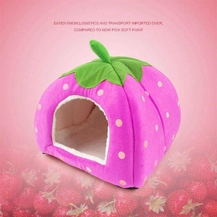 Strawberry Shaped Foldable Short Plush Pet House Nest, Size: L(Pink) by bashfashion