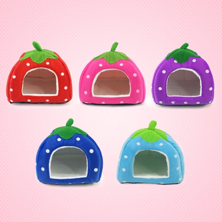 Strawberry Shaped Foldable Short Plush Pet House Nest, Size: L(Pink) by bashfashion