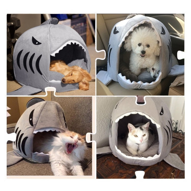 Indoor Pet Dog Puppy Cat Warm House Sharks Pet Sleeping Bed Nest, S Size: 42x42x42cm(Grey) by bashfashion