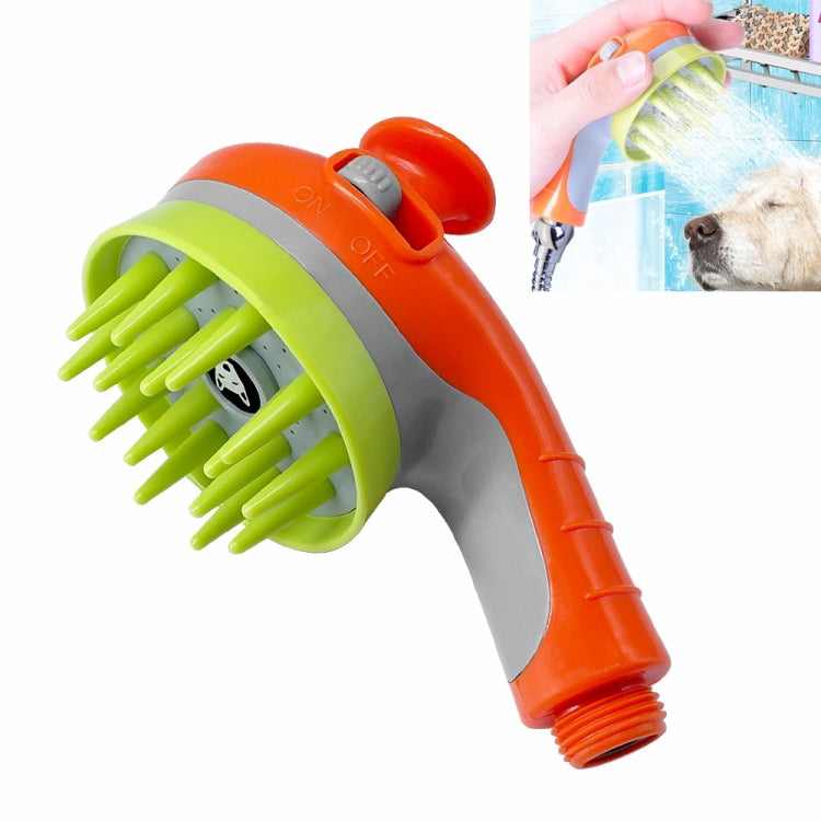 Pet Shower Shower Brush with Non-slip Handle Nozzle(Orange) by bashfashion