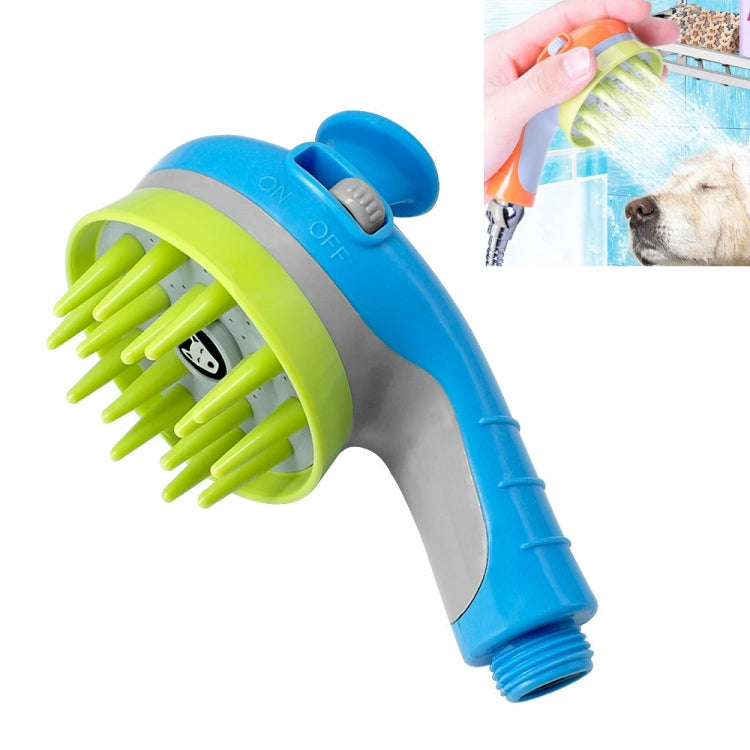 Pet Shower Shower Brush with Non-slip Handle Nozzle(Blue) by bashfashion