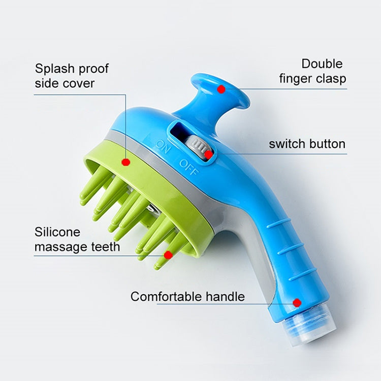 Pet Shower Shower Brush with Non-slip Handle Nozzle(Blue) by bashfashion