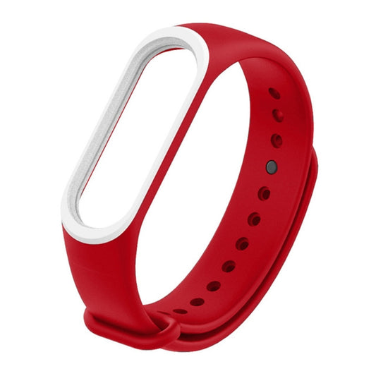 Colorful Silicone Watch Band for Xiaomi Mi Band 3 & 4 (Red+White) by bashfashion
