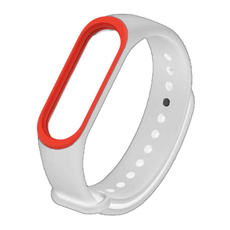 Colorful Silicone Watch Band for Xiaomi Mi Band 3 & 4 (White+Red) by bashfashion