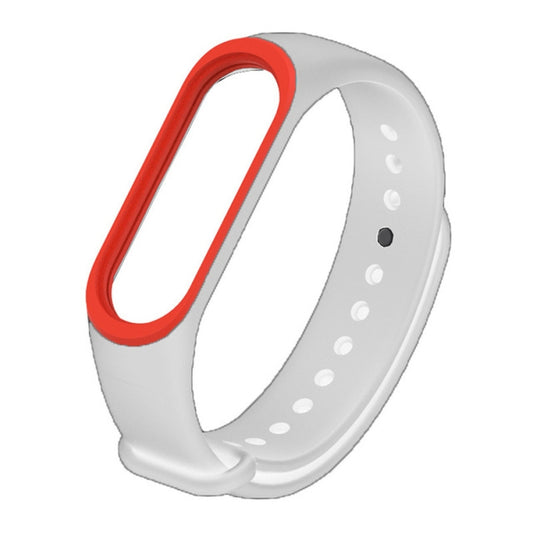 Colorful Silicone Watch Band for Xiaomi Mi Band 3 & 4 (White+Red) by bashfashion
