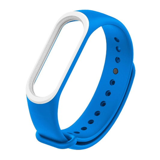 Colorful Silicone Watch Band for Xiaomi Mi Band 3 & 4 (Blue+White) by bashfashion